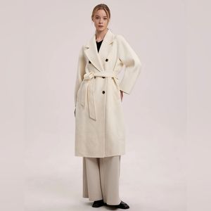 NWT Hailey Double Face Tie Waist Wool Coat (Ivory) - NAP